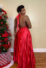 Load image into Gallery viewer, SATIN PLEATED MAXI DRESS