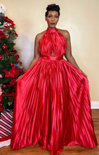 Load image into Gallery viewer, SATIN PLEATED MAXI DRESS