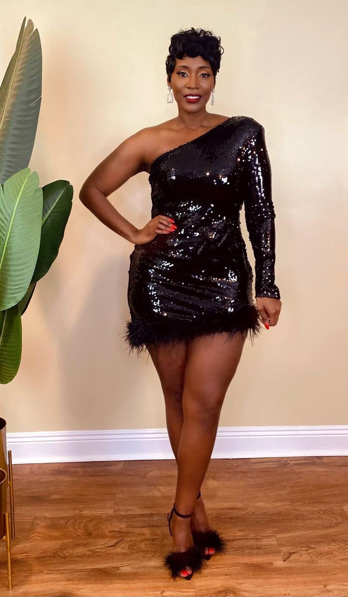 Black top glam dress