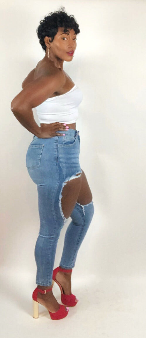 Extreme Distressed High Waist Skinny Jeans – Sugar N Spice Boutique