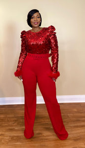 "SO SOPHISTICATED" SEQUIN JUMPSUIT (RED)