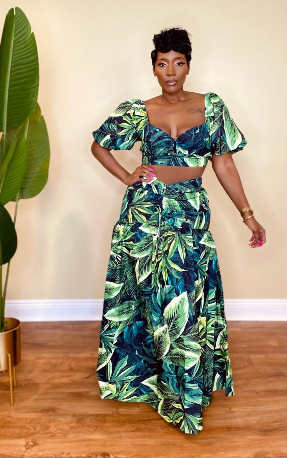 Tropical Palms Skirt Set