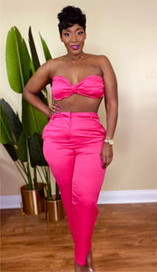 3 PC BOSS BABE PANTS SET "FUSCHIA"