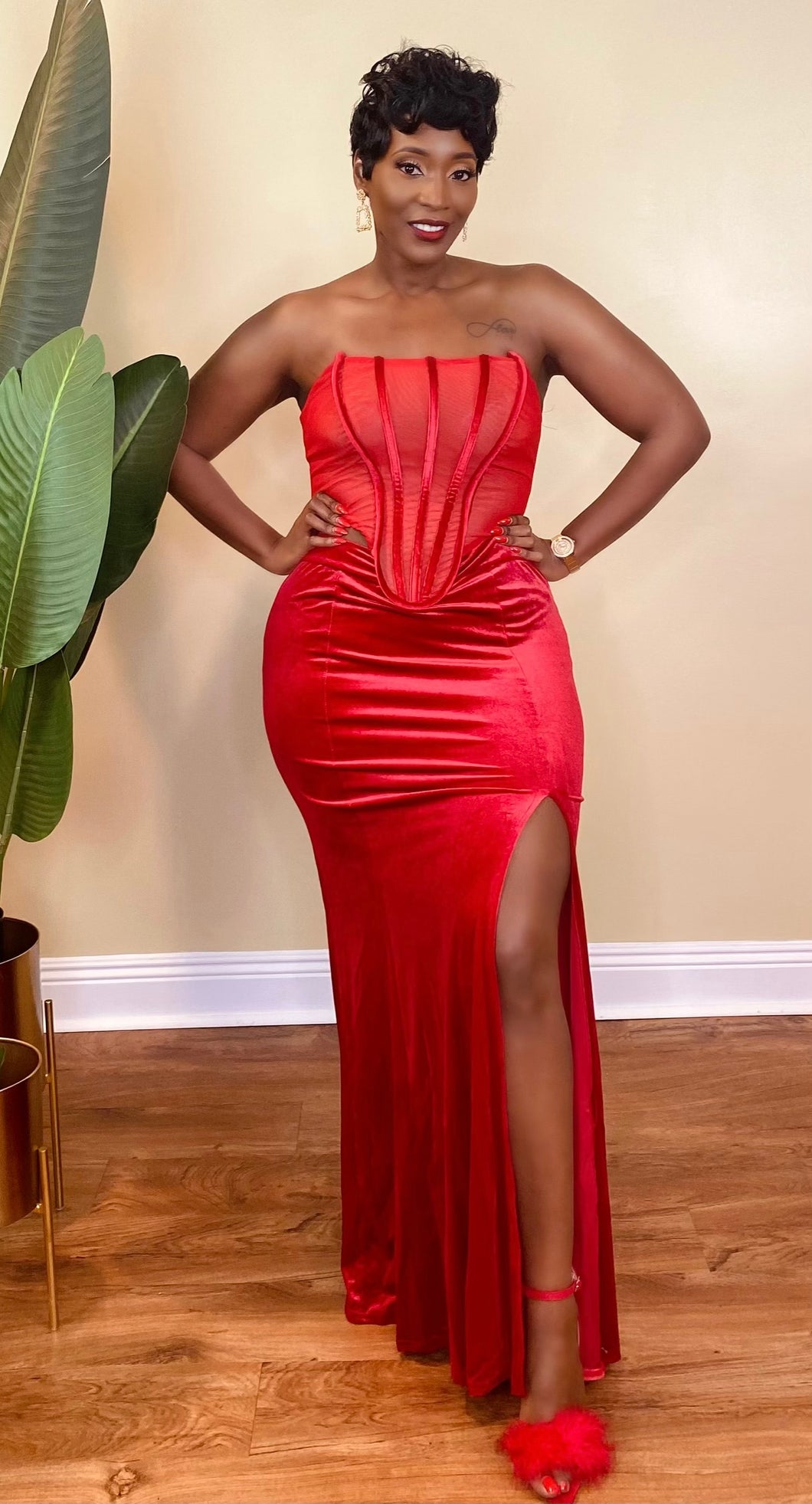 corset maxi dress red Amber Red Corset Formal Maxi Dress - US 10